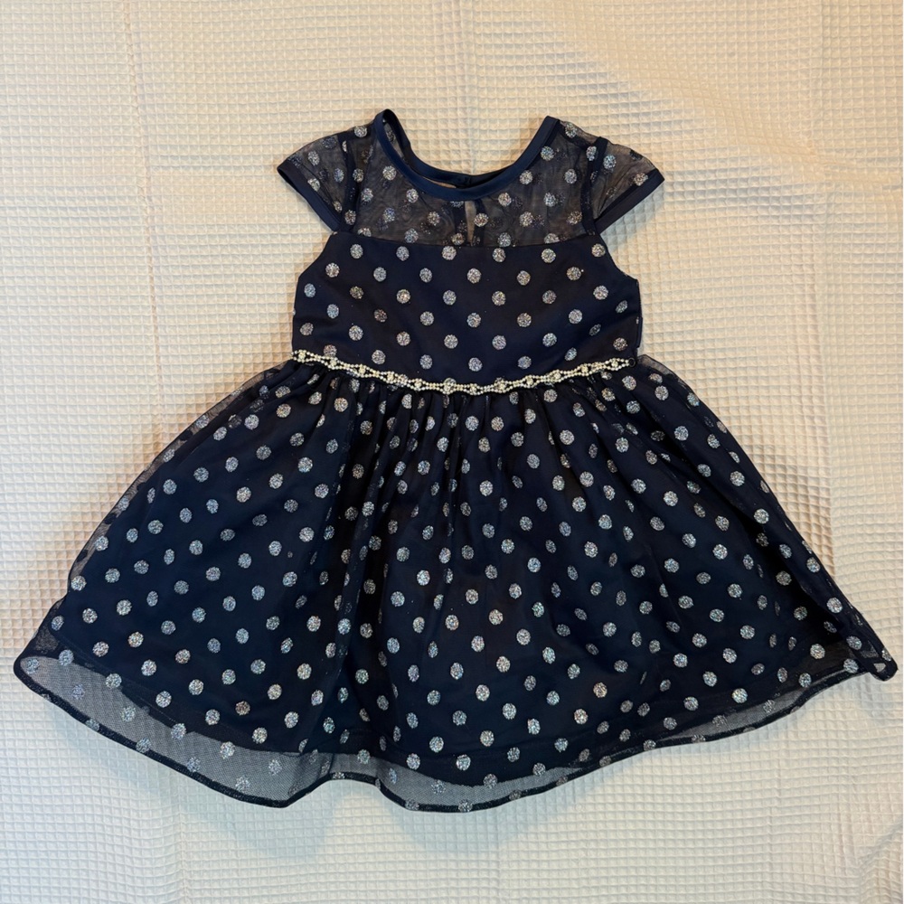 Rare Editions Navy Dress with Glitter Accents